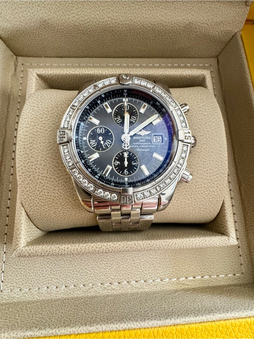 Breitling Chronomat Evo. Silver & Dark Blue Custom Timepiece - Picture 10 of 13